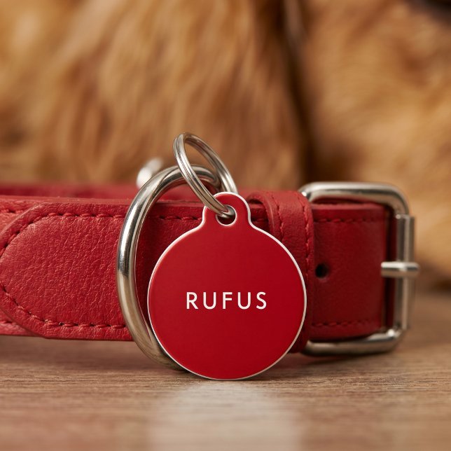 シンプルなオーダーメイドの犬の名前 赤 白 ペット　ネームタグ (Simple Personalized Dogs Name Red White Pet ID Tag
by Ricaso - add contact details to the back)