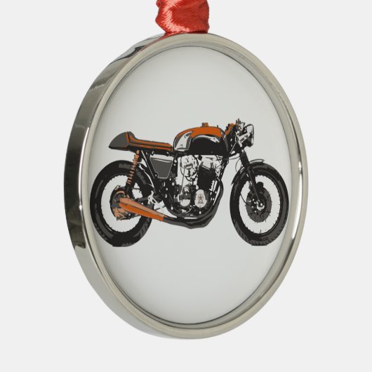 シンプルなオートバイ-カフェのレーサー750のスケッチ メタルオーナメント (右)