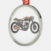 シンプルなオートバイ-カフェのレーサー750のスケッチ メタルオーナメント (左)