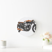 シンプルなオートバイ-カフェのレーサー750のスケッチ ラウンド壁時計 (ホーム)