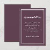 シンプルなカシス パープルの詳細なウェディング エンクロージャーカード (正面/裏面)
