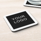 シンプルなカスタマイズ可能な企業のビジネスロゴデザイン コースター (左側)