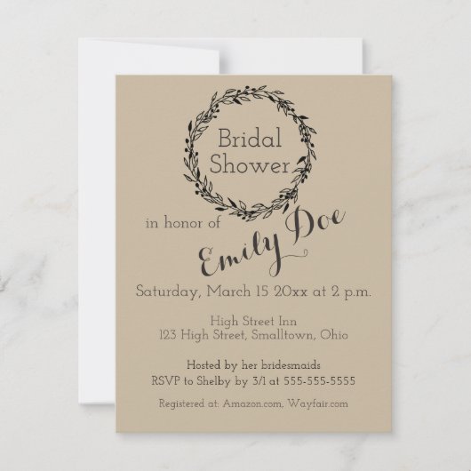 シンプルなカスタムテンプレートの結婚前お茶会招待状 招待状 (正面)