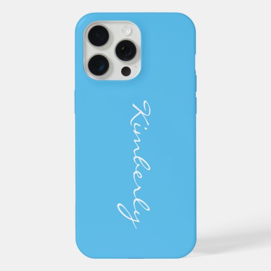 シンプルなカスタムネーム 青 iPhoneケース (裏面)