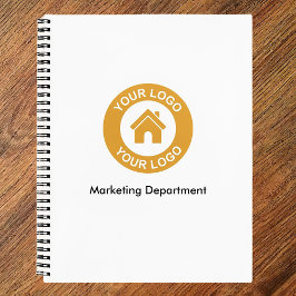 シンプルなカスタムビジネスロゴとテキスト 白 ノートブック