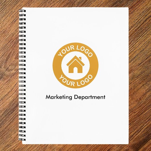 シンプルなカスタムビジネスロゴとテキスト 白 ノートブック