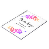 シンプルなカスタムブルー パープル ブラックの葉にロゴを追加 ノートブック (左側)