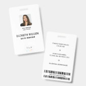 シンプルなカスタムロゴ、名前、写真付きの従業員ID バッジ (Front & Back)