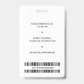 シンプルなカスタムロゴ、名前、写真付きの従業員ID バッジ (Back)