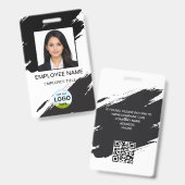 シンプルなカスタム写真 名前 会社ロゴ ブラック バッジ (正面＆裏面)