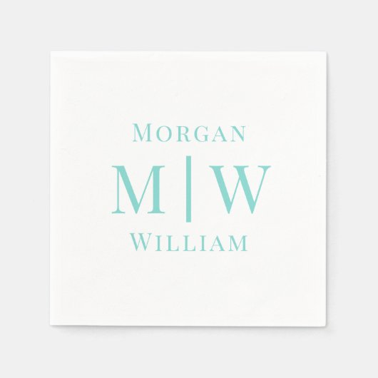 シンプルなカップルの結婚式2 イニシャル名 VS DIY カラー スタンダードカクテルナプキン (正面)