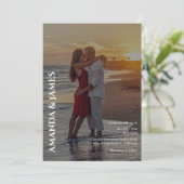 シンプルなカップル写真の結婚式 招待状 (スタンド正面)