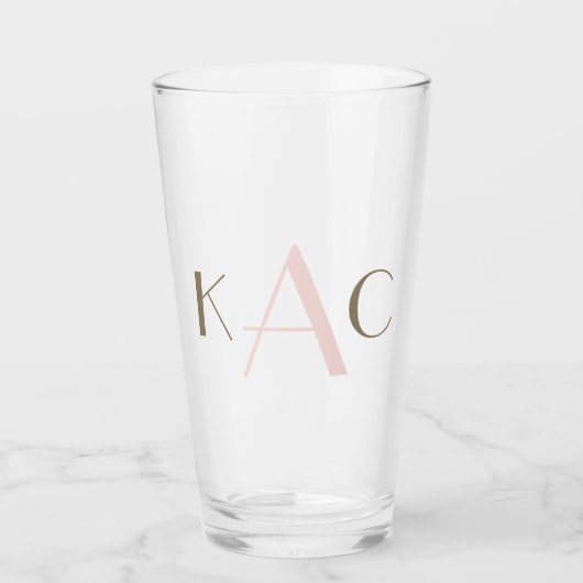 シンプルなカップル ファースト＆ラストネームイニシャル 結婚式 タンブラーグラス (正面)