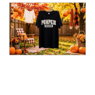 シンプルなカボチャの季節のVarsity StyleブラックTシャツ トライブレンドTシャツ