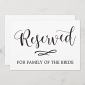 シンプルなカリグラフィーの予約席 ウェディングサイン 招待状 (正面/裏面)