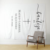 シンプルなカリグラフィーの洗礼 | スペイン語 Bautizo タペストリー (インサイチュ(横))