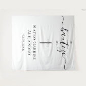 シンプルなカリグラフィーの洗礼 | スペイン語 Bautizo タペストリー (正面(横))