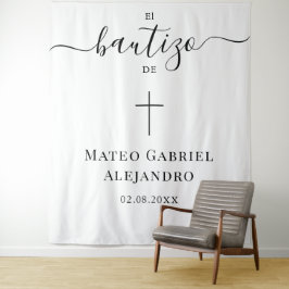 シンプルなカリグラフィーの洗礼 | スペイン語 Bautizo タペストリー