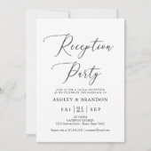 シンプルなカリグラフィーの農村風レセプションパーティー 招待状 (正面)