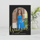 シンプルなカリグラフィー写真卒業招待状 招待状 (スタンド正面)