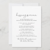 シンプルなカリグラフィー結婚式キッシングメニューゲームカード (正面)