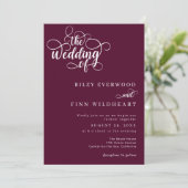 シンプルなカリグラフィー スクリプト ウェディング 招待状 (スタンド正面)