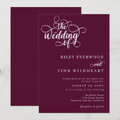 シンプルなカリグラフィー スクリプト ウェディング 招待状 (正面/裏面)