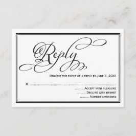 シンプルなカリグラフィー スクリプト 結婚式返信カード 出欠カード