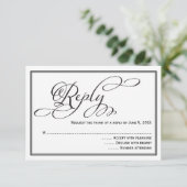 シンプルなカリグラフィー スクリプト 結婚式返信カード 出欠カード (スタンド正面)