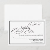 シンプルなカリグラフィー スクリプト 結婚式 返信カード (正面/裏面)