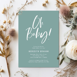 シンプルなカリグラフィー　男女兼用ベビーシャワー 招待状