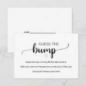 シンプルなカリグラフィー | 青いお腹の大きさ当てゲームカード 招待状 (正面/裏面)