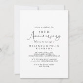 シンプルなカリグラフィー 50周年 結婚記念日 招待状 (正面)