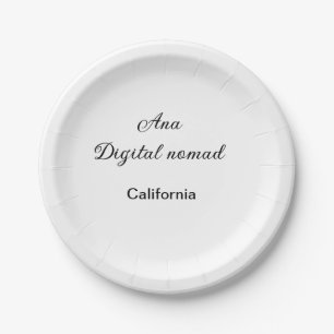 シンプルなカリフォルニアのテキストプレイスに名前を追加 ペーパープレート