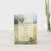 シンプルなカントリー ハート デザインの結婚式招待状 案内状 (正面)