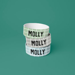 シンプルなガーリーなセージグリーンチェック幾何学モダン ボウル