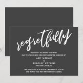 シンプルなキャンセルされた結婚式のダークグレイ後悔カード 招待状 (正面/裏面)