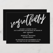 シンプルなキャンセルされた結婚式　残念ながらブラックカード 招待状 (正面/裏面)