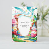 シンプルなキャンディーランドの誕生日お菓子 サンキューカード (スタンド正面)