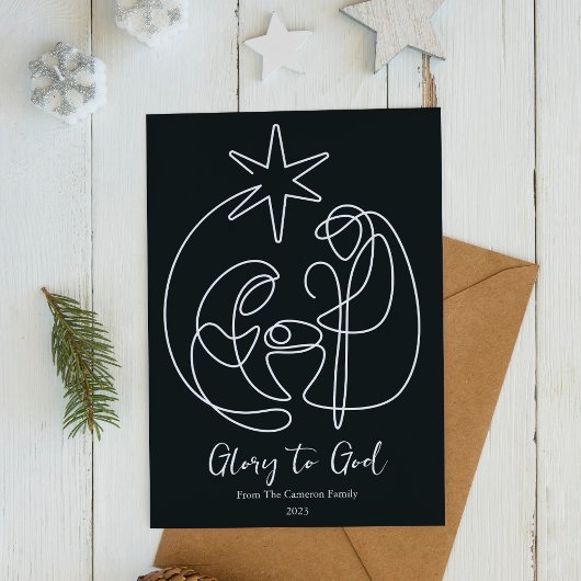 シンプルなキリスト誕生の宗教的なクリスマスの平らな絵 シーズンカード