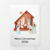 シンプルなキリスト降誕の教会のクリスマス 三つ折りクリスマスカード (カバー)
