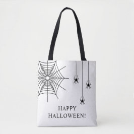 シンプルなクモとクモの巣 ハッピーハロウィン トートバッグ