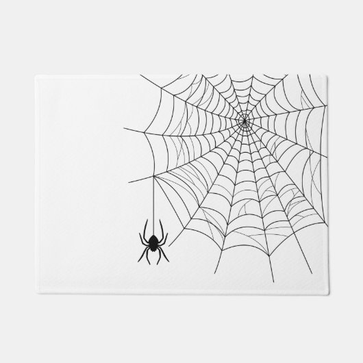 シンプルなクモとクモの巣 ハロウィン ドアマット (正面)
