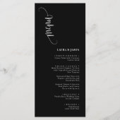 シンプルなクラシックな黒と白の結婚式メニューカード メニュー (正面)