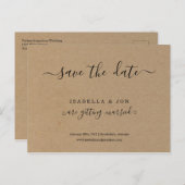 シンプルなクラシックの保存日付の郵便はがきのクラフト紙 案内ポストカード (正面/裏面)