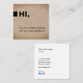 シンプルなクラフトのプリントの会合のこんにちは正方形の名刺 スクエア名刺 (正面/裏面)