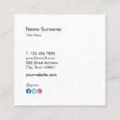 シンプルなクラフトのプリントの会合のこんにちは正方形の名刺 スクエア名刺 (裏面)