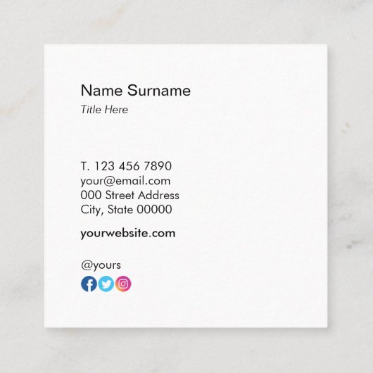 シンプルなクラフトのプリントの会合のこんにちは正方形の名刺 スクエア名刺 (裏面)