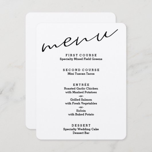 シンプルなクラフト紙のメニューカード(ラスティックスタイル) 招待状 (正面/裏面)