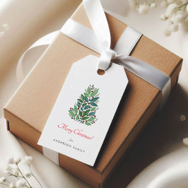 シンプルなクリスマスのさくらんぼの木のホリデー ギフトタグ